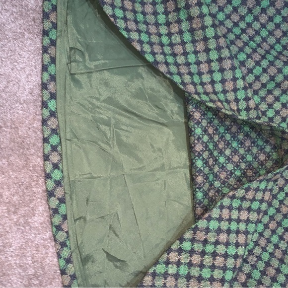 Loft Sz6 green/tan/dark gray wool ALine skirt - Picture 8 of 9